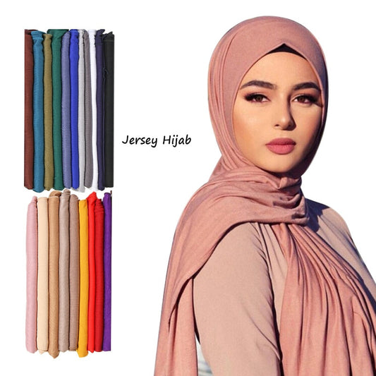 Foulard Hijab en Jersey, Vêtement en Coton, Longue Écharpe, Châle Musulman, Uni, Doux, Turban, Bandeau Africain, 170x60cm
