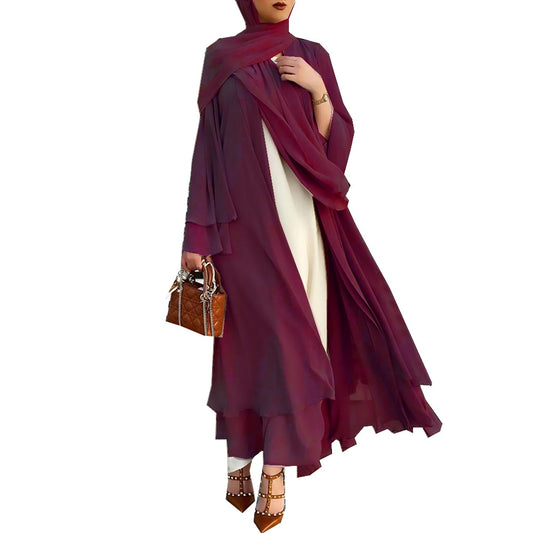 Abaya ou Kimono en mousseline de soie pour femmes